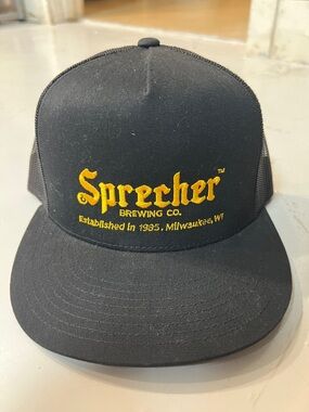 Sprecher Brewing Co. Black Trucker Hat with Yellow Logo